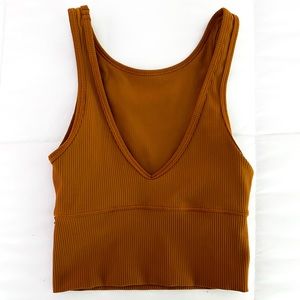 Lululemon power pivot rubber tank in burnt orange size 0-2